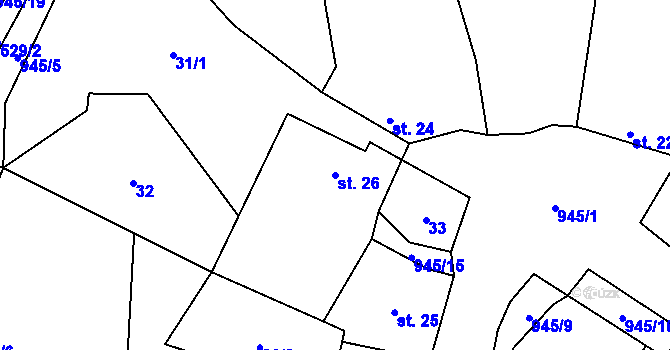 Parcela st. 26 v KÚ Lhota u Lysic, Katastrální mapa