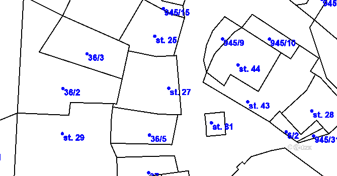 Parcela st. 27 v KÚ Lhota u Lysic, Katastrální mapa