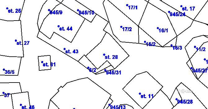 Parcela st. 28 v KÚ Lhota u Lysic, Katastrální mapa