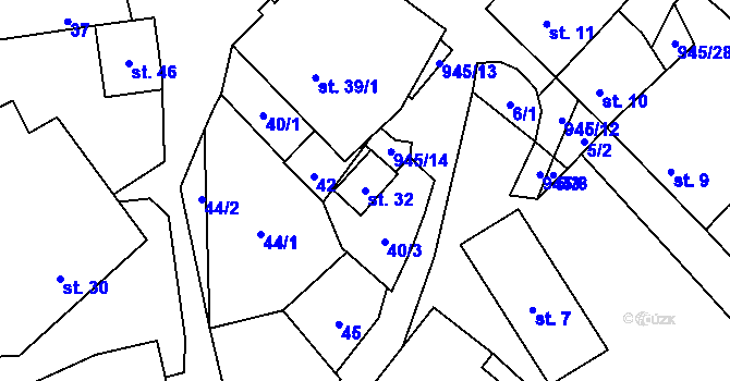 Parcela st. 32 v KÚ Lhota u Lysic, Katastrální mapa
