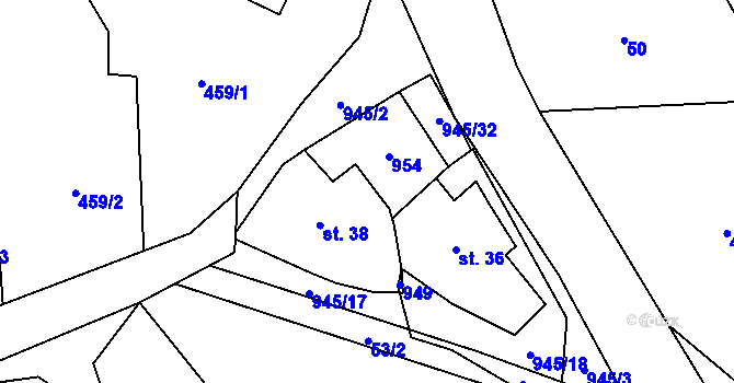 Parcela st. 37 v KÚ Lhota u Lysic, Katastrální mapa