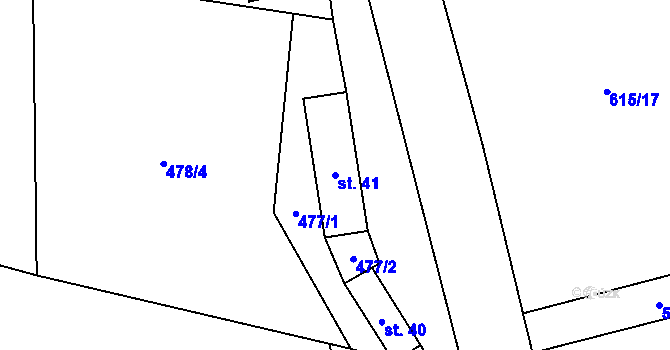 Parcela st. 41 v KÚ Lhota u Lysic, Katastrální mapa