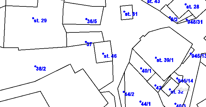 Parcela st. 46 v KÚ Lhota u Lysic, Katastrální mapa