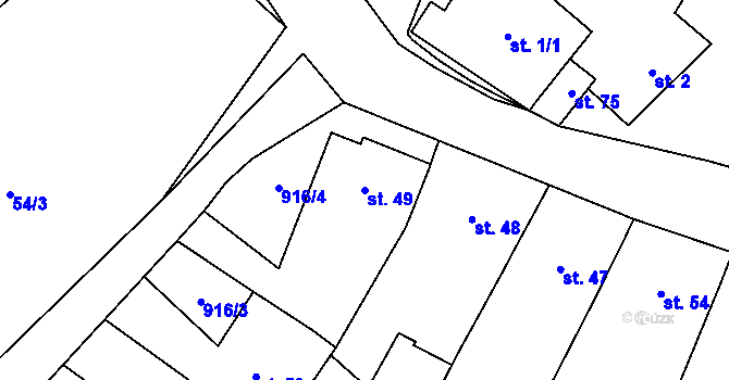 Parcela st. 49 v KÚ Lhota u Lysic, Katastrální mapa