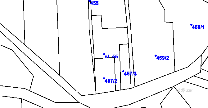 Parcela st. 55 v KÚ Lhota u Lysic, Katastrální mapa