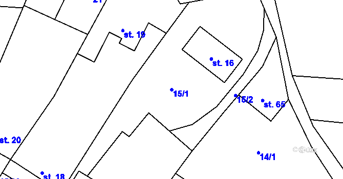 Parcela st. 15/1 v KÚ Lhota u Lysic, Katastrální mapa