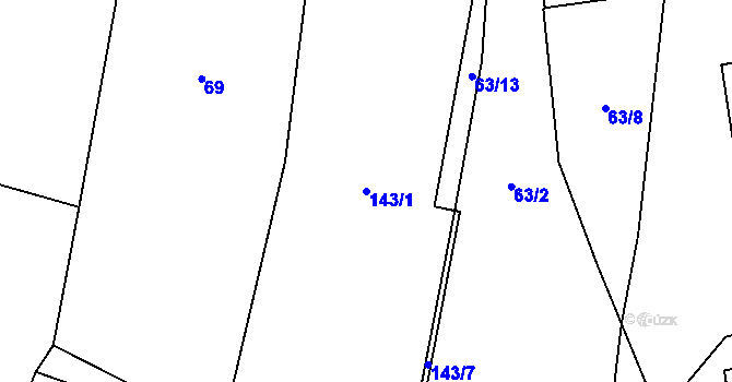 Parcela st. 143/1 v KÚ Lhota u Lysic, Katastrální mapa