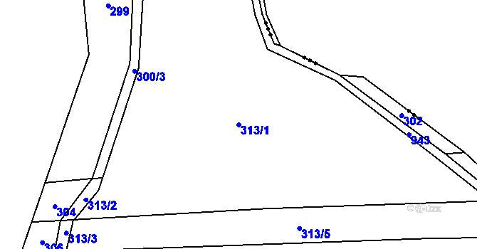 Parcela st. 313/1 v KÚ Lhota u Lysic, Katastrální mapa