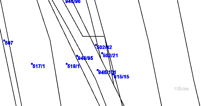 Parcela st. 502/21 v KÚ Lhota u Lysic, Katastrální mapa