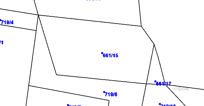 Parcela st. 661/15 v KÚ Lhota u Lysic, Katastrální mapa