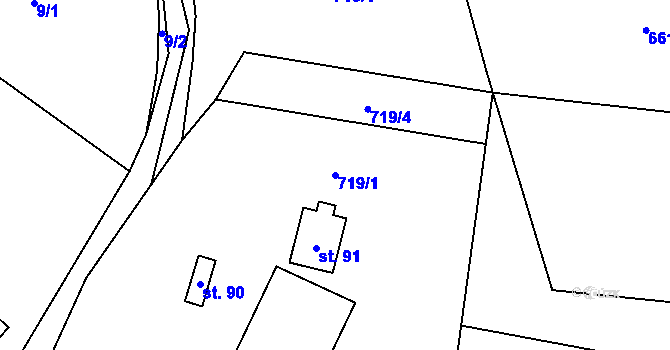 Parcela st. 719/1 v KÚ Lhota u Lysic, Katastrální mapa