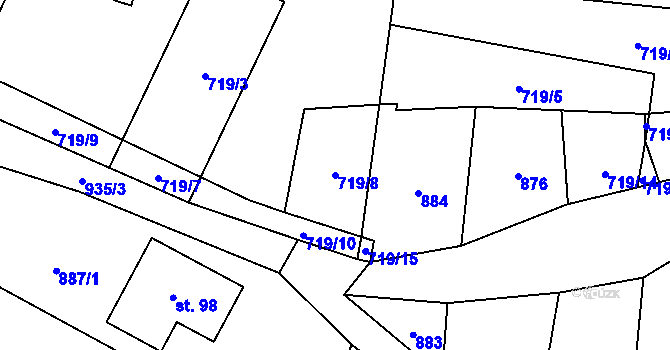 Parcela st. 719/8 v KÚ Lhota u Lysic, Katastrální mapa