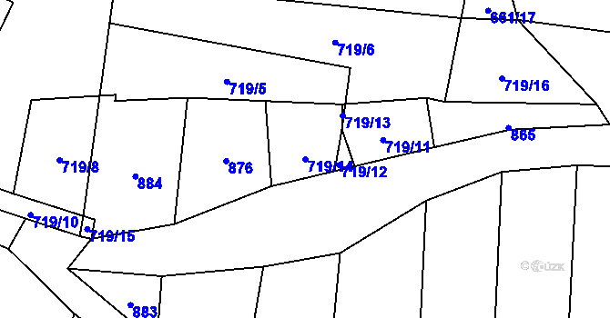 Parcela st. 719/14 v KÚ Lhota u Lysic, Katastrální mapa