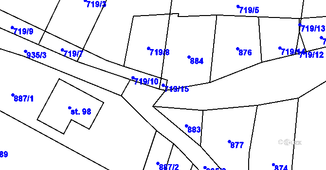 Parcela st. 719/15 v KÚ Lhota u Lysic, Katastrální mapa