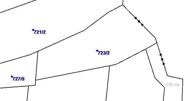 Parcela st. 723/2 v KÚ Lhota u Lysic, Katastrální mapa
