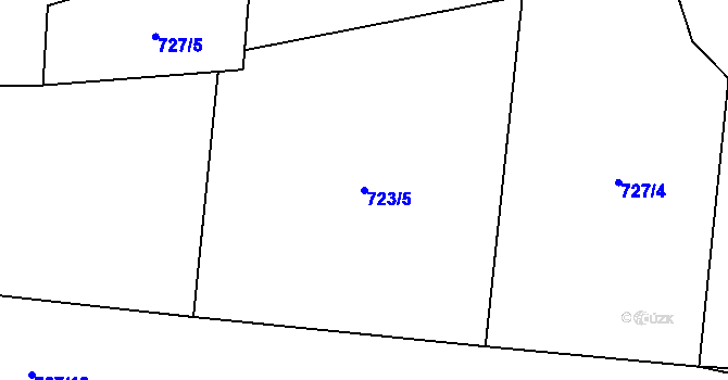Parcela st. 723/5 v KÚ Lhota u Lysic, Katastrální mapa
