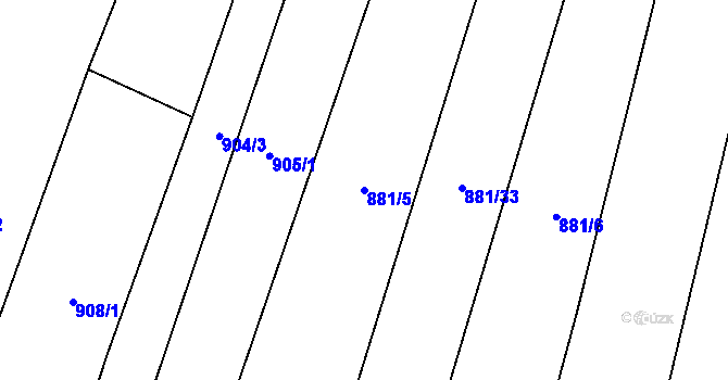 Parcela st. 881/5 v KÚ Lhota u Lysic, Katastrální mapa