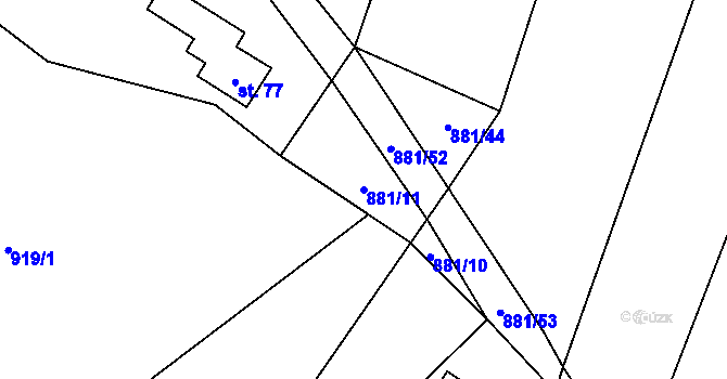 Parcela st. 881/11 v KÚ Lhota u Lysic, Katastrální mapa