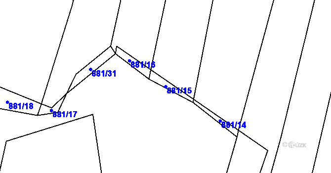 Parcela st. 881/15 v KÚ Lhota u Lysic, Katastrální mapa