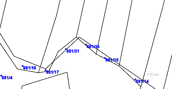 Parcela st. 881/16 v KÚ Lhota u Lysic, Katastrální mapa