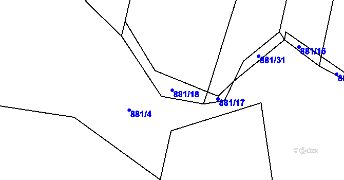Parcela st. 881/18 v KÚ Lhota u Lysic, Katastrální mapa