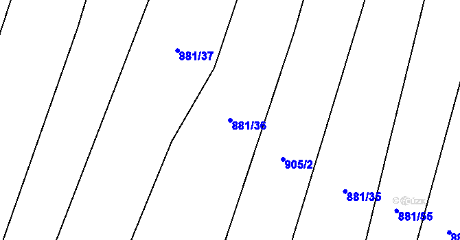 Parcela st. 881/36 v KÚ Lhota u Lysic, Katastrální mapa