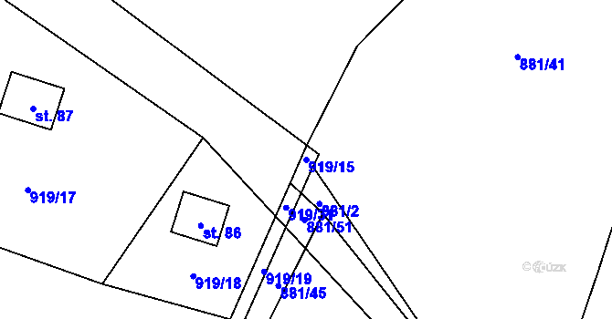 Parcela st. 919/15 v KÚ Lhota u Lysic, Katastrální mapa