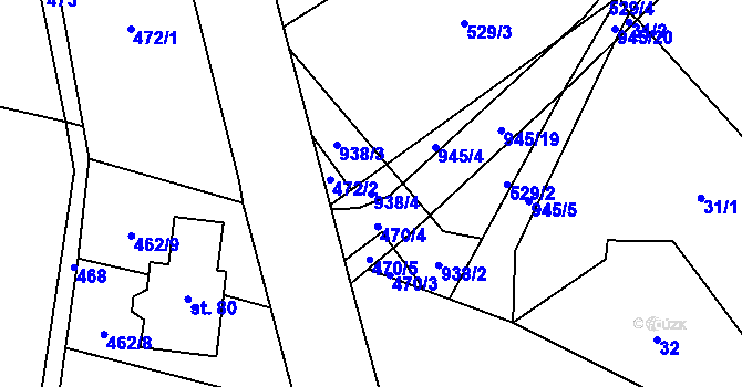 Parcela st. 938/4 v KÚ Lhota u Lysic, Katastrální mapa