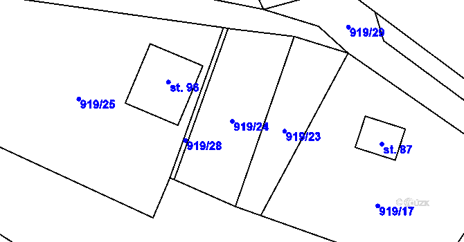 Parcela st. 919/24 v KÚ Lhota u Lysic, Katastrální mapa