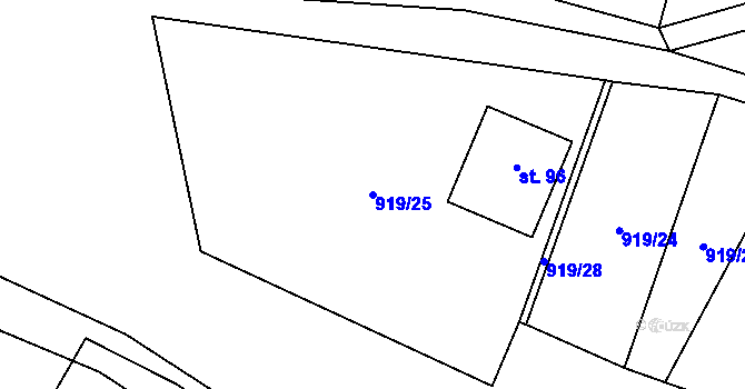 Parcela st. 919/25 v KÚ Lhota u Lysic, Katastrální mapa