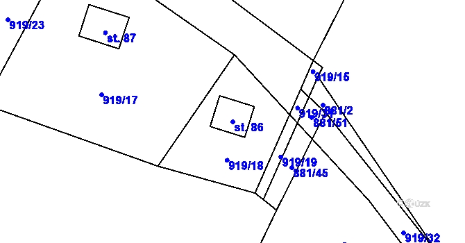 Parcela st. 86 v KÚ Lhota u Lysic, Katastrální mapa