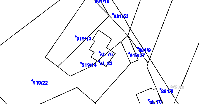 Parcela st. 76 v KÚ Lhota u Lysic, Katastrální mapa