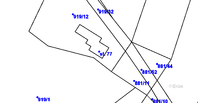 Parcela st. 77 v KÚ Lhota u Lysic, Katastrální mapa