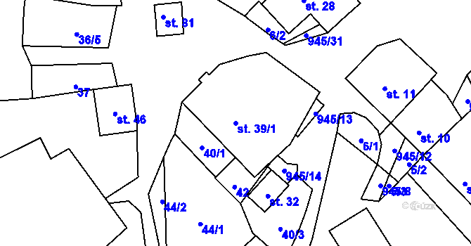Parcela st. 39/1 v KÚ Lhota u Lysic, Katastrální mapa