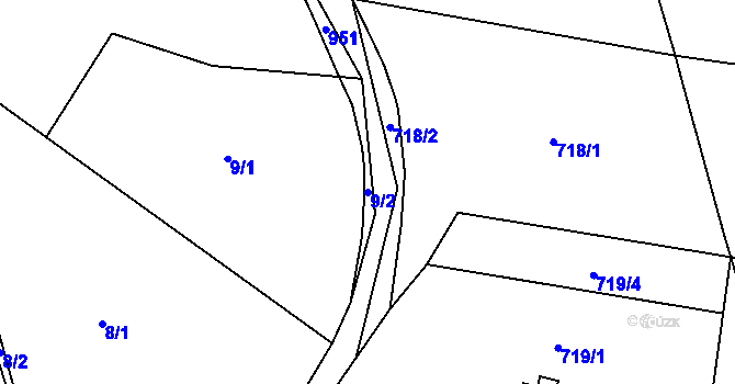 Parcela st. 9/2 v KÚ Lhota u Lysic, Katastrální mapa