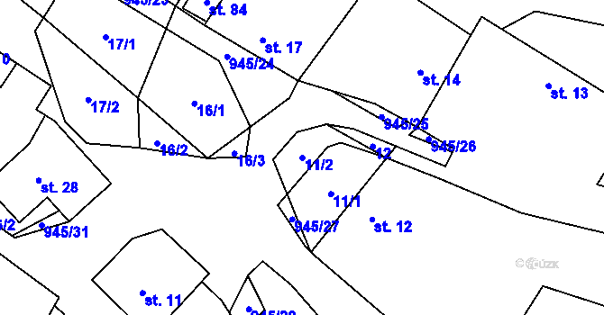 Parcela st. 11/2 v KÚ Lhota u Lysic, Katastrální mapa