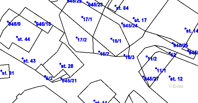 Parcela st. 16/2 v KÚ Lhota u Lysic, Katastrální mapa