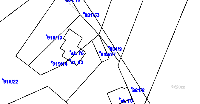 Parcela st. 919/27 v KÚ Lhota u Lysic, Katastrální mapa