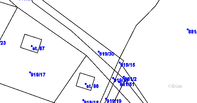 Parcela st. 919/30 v KÚ Lhota u Lysic, Katastrální mapa