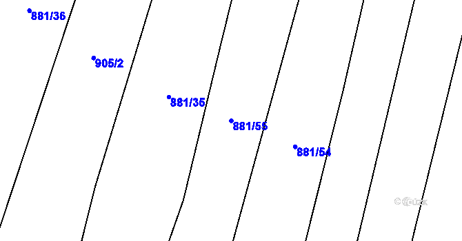 Parcela st. 881/55 v KÚ Lhota u Lysic, Katastrální mapa
