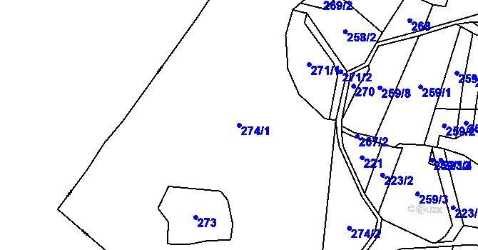 Parcela st. 274/1 v KÚ Lhota u Lysic, Katastrální mapa