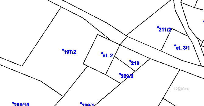 Parcela st. 2 v KÚ Lhota u Olešnice, Katastrální mapa