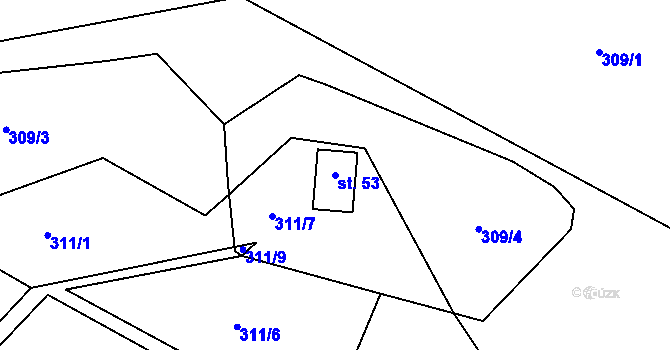 Parcela st. 53 v KÚ Lhota u Olešnice, Katastrální mapa