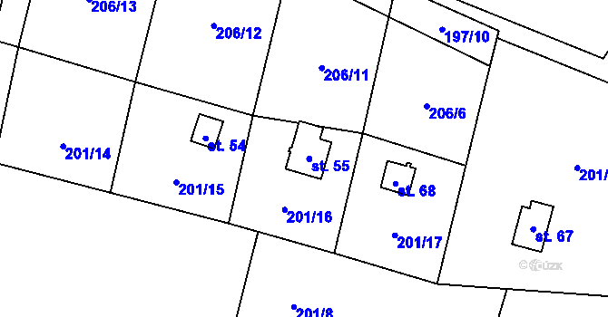 Parcela st. 55 v KÚ Lhota u Olešnice, Katastrální mapa