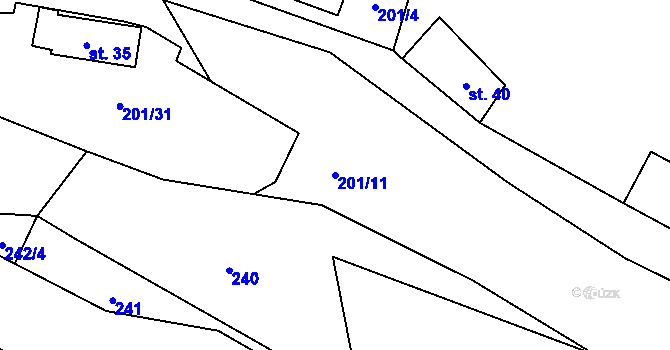 Parcela st. 201/11 v KÚ Lhota u Olešnice, Katastrální mapa