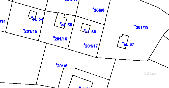 Parcela st. 201/17 v KÚ Lhota u Olešnice, Katastrální mapa