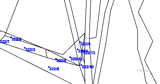 Parcela st. 322/5 v KÚ Lhota u Olešnice, Katastrální mapa