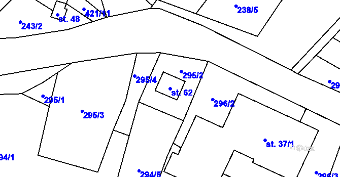 Parcela st. 62 v KÚ Lhota u Olešnice, Katastrální mapa