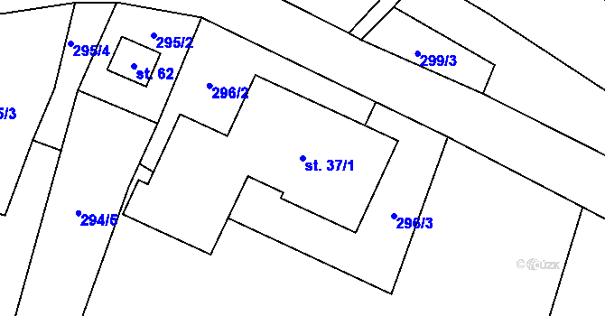 Parcela st. 37/1 v KÚ Lhota u Olešnice, Katastrální mapa