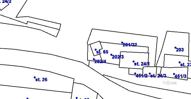 Parcela st. 65 v KÚ Lhota u Olešnice, Katastrální mapa